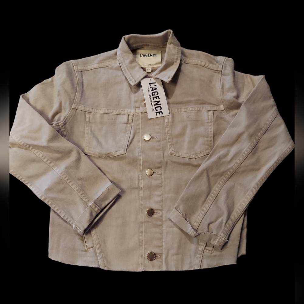 L'Agence Janelle Beige Denim Jacket NWT Size L
